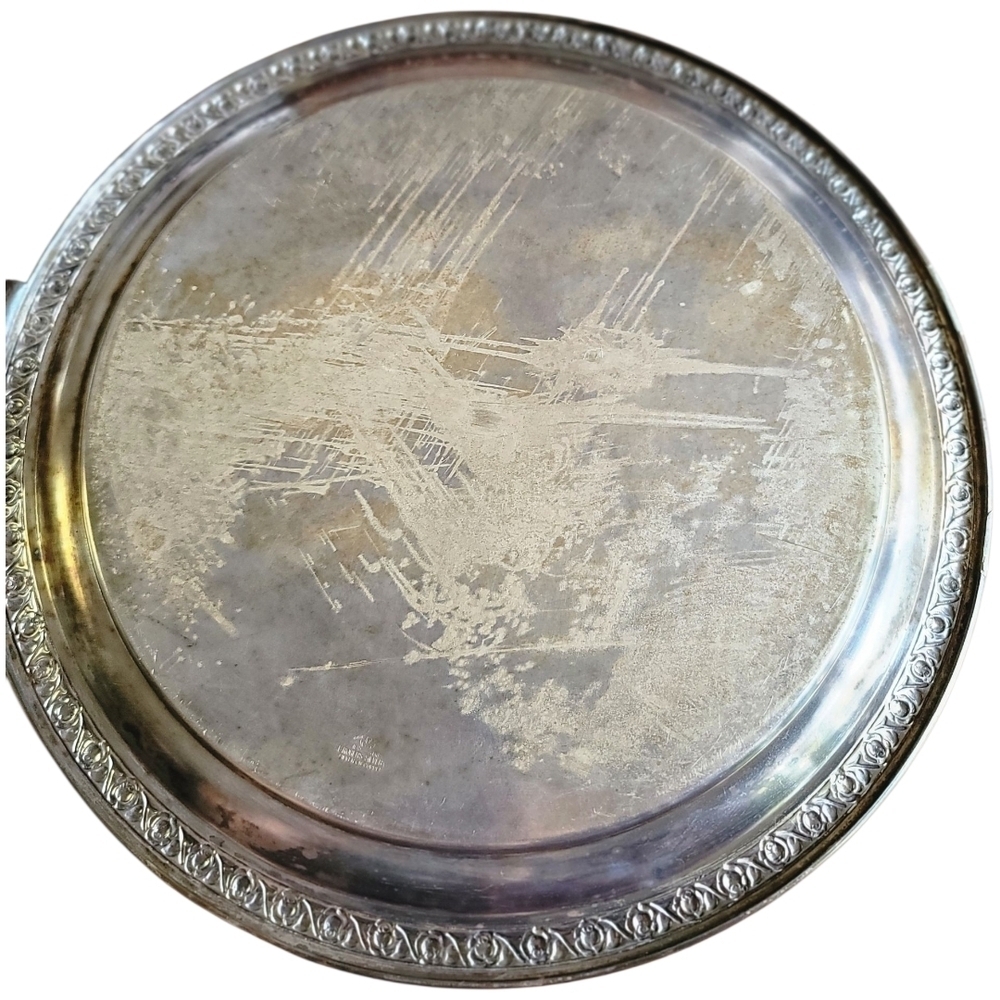 Vintage  1883 F.B. ROGERS SILVER CO.Elegant Silver On Copper Serving Tray - Picture 5 of 7